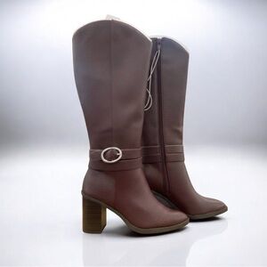 Women’s Rhonda Under Knee Heeled Boots - A New Day Burgundy 8.5